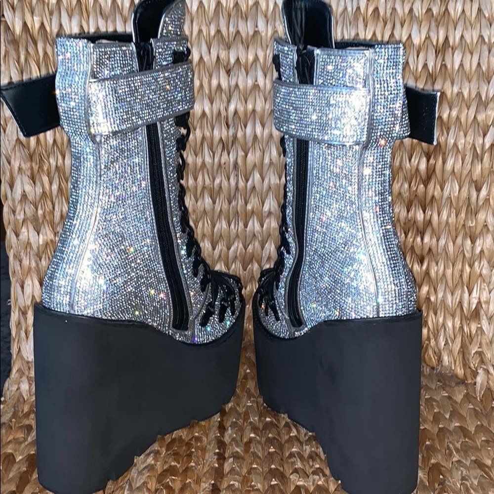 NIB ✨Dolls Kill ✨ Crystal Rhinestone Traitor Boots - Picture 4 of 8